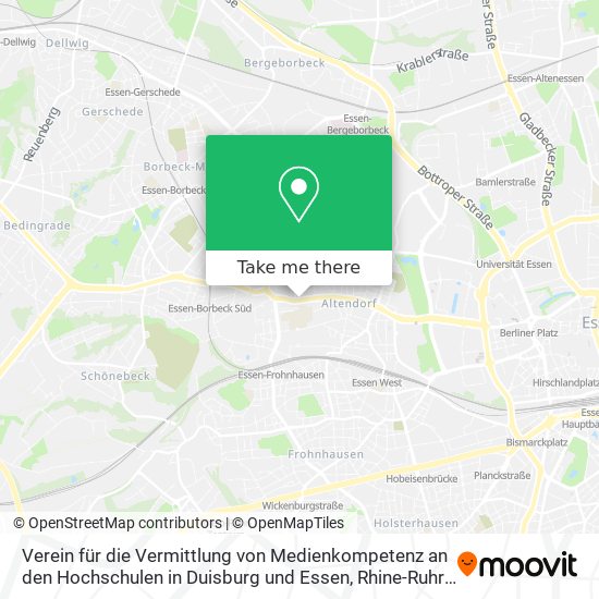Карта Verein für die Vermittlung von Medienkompetenz an den Hochschulen in Duisburg und Essen