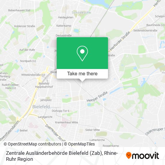 Карта Zentrale Ausländerbehörde Bielefeld (Zab)