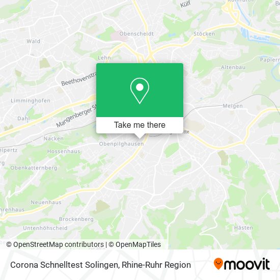 Карта Corona Schnelltest Solingen