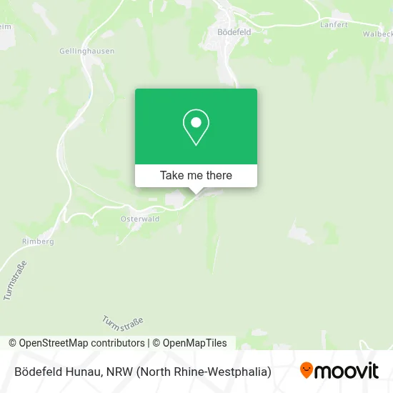 Bödefeld Hunau map