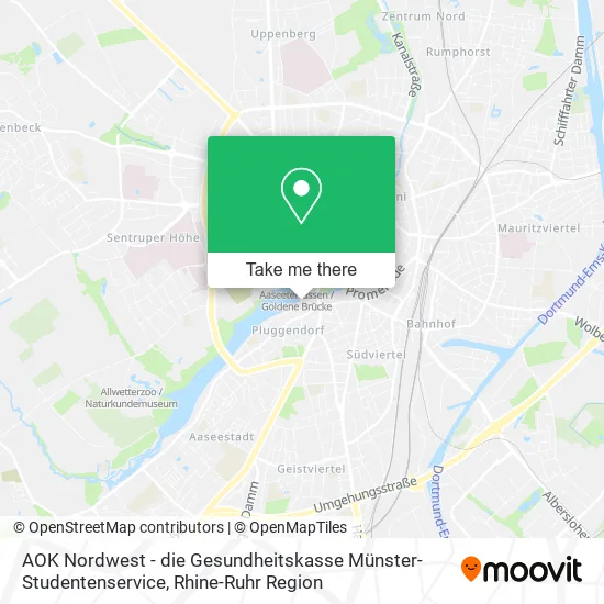 Карта AOK Nordwest - die Gesundheitskasse Münster-Studentenservice
