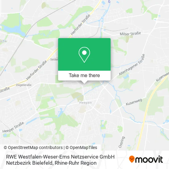 Карта RWE Westfalen-Weser-Ems Netzservice GmbH Netzbezirk Bielefeld
