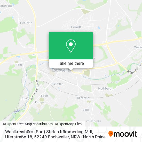 Карта Wahlkreisbüro (Spd) Stefan Kämmerling Mdl, Uferstraße 18, 52249 Eschweiler