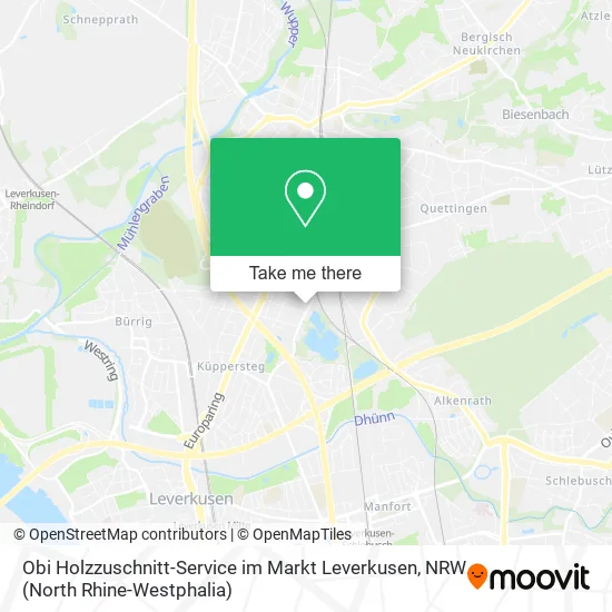 Карта Obi Holzzuschnitt-Service im Markt Leverkusen