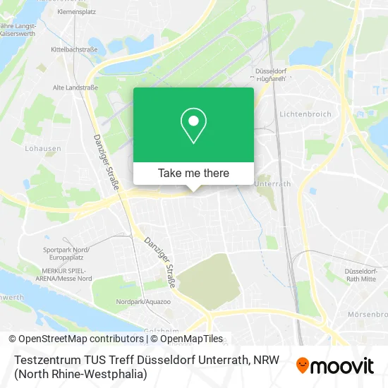 Карта Testzentrum TUS Treff Düsseldorf Unterrath