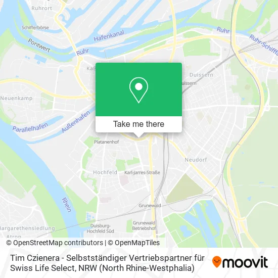 Карта Tim Czienera - Selbstständiger Vertriebspartner für Swiss Life Select