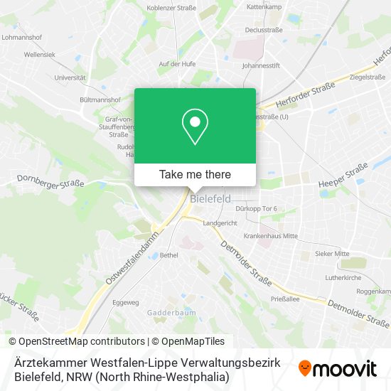 Карта Ärztekammer Westfalen-Lippe Verwaltungsbezirk Bielefeld