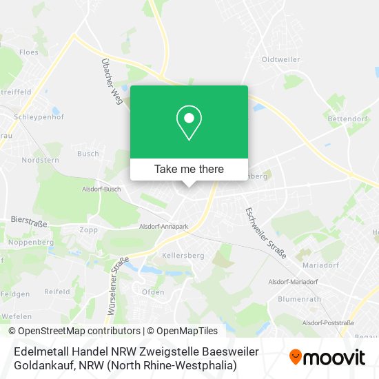 Edelmetall Handel NRW Zweigstelle Baesweiler Goldankauf map