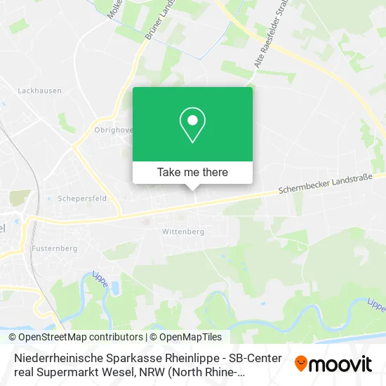 Карта Niederrheinische Sparkasse Rheinlippe - SB-Center real Supermarkt Wesel