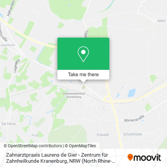 Карта Zahnarztpraxis Laurens de Gier - Zentrum für Zahnheilkunde Kranenburg