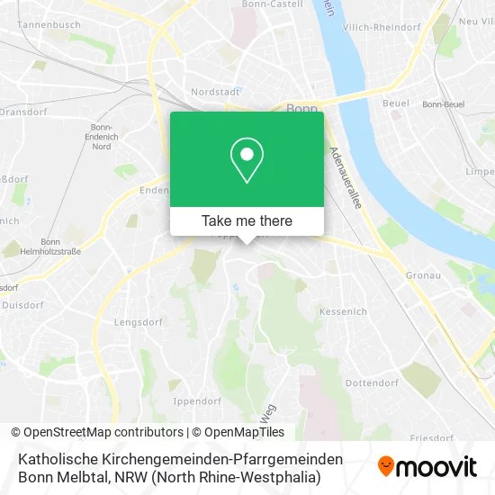 Карта Katholische Kirchengemeinden-Pfarrgemeinden Bonn Melbtal