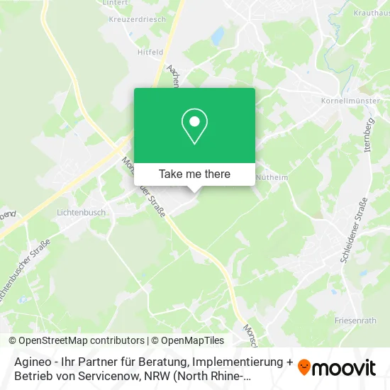 Карта Agineo - Ihr Partner für Beratung, Implementierung + Betrieb von Servicenow