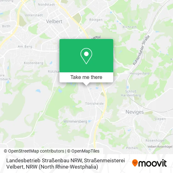 Карта Landesbetrieb Straßenbau NRW, Straßenmeisterei Velbert