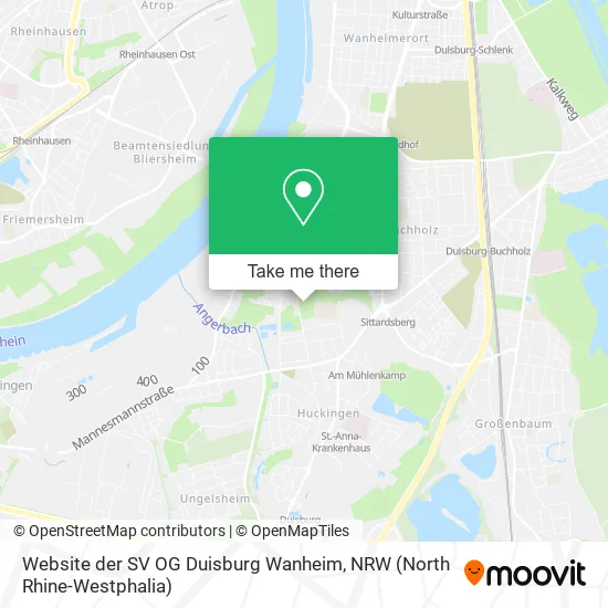 Website der SV OG Duisburg Wanheim map