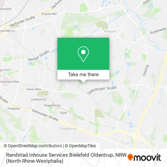 Randstad Inhouse Services Bielefeld Oldentrup map