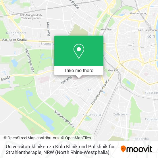 Universitätskliniken zu Köln Klinik und Poliklinik für Strahlentherapie map