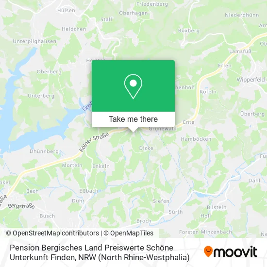 Карта Pension Bergisches Land Preiswerte Schöne Unterkunft Finden