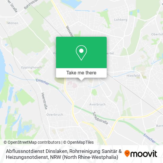 Abflussnotdienst Dinslaken, Rohrreinigung Sanitär & Heizungsnotdienst map