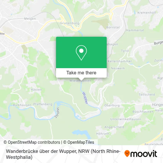 Wanderbrücke über der Wupper map