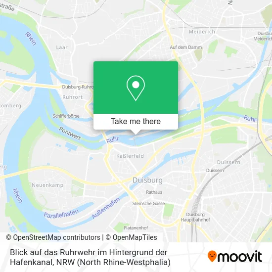 Blick auf das Ruhrwehr im Hintergrund der Hafenkanal map