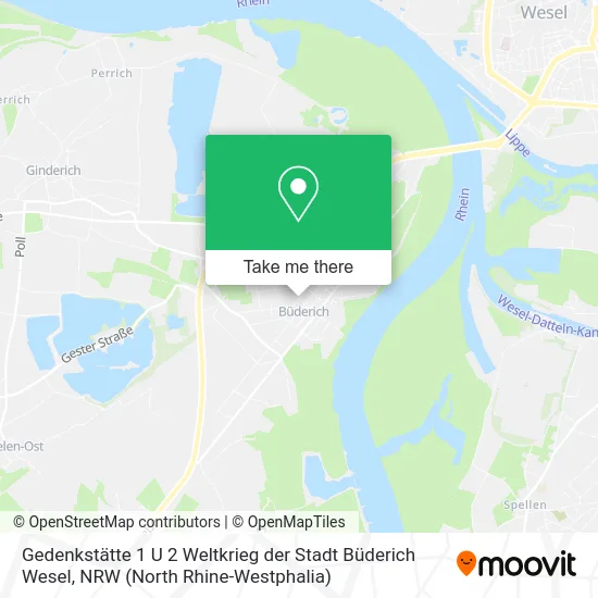 Карта Gedenkstätte 1 U 2 Weltkrieg der Stadt Büderich Wesel