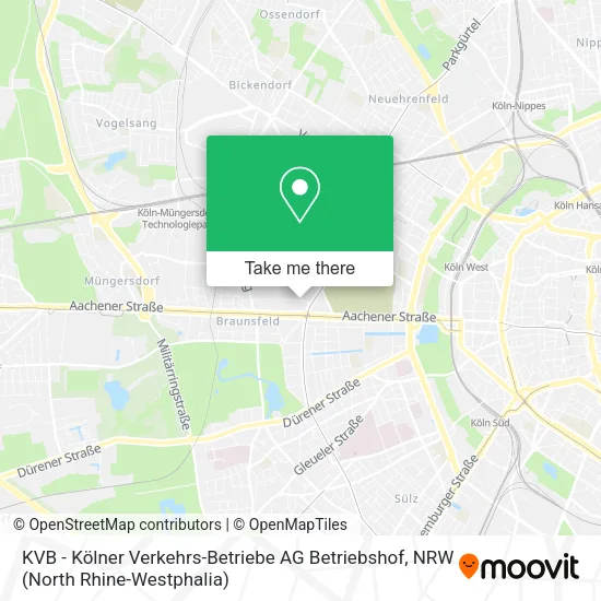 Карта KVB - Kölner Verkehrs-Betriebe AG Betriebshof