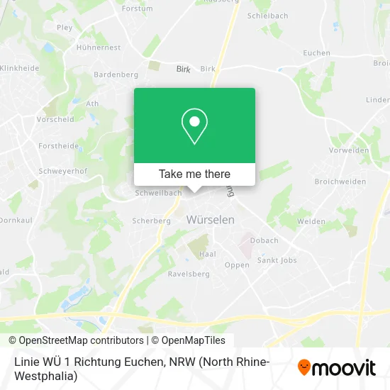 Карта Linie WÜ 1 Richtung Euchen