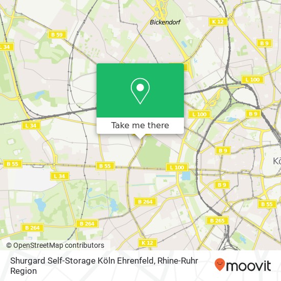 Shurgard Self-Storage Köln Ehrenfeld map