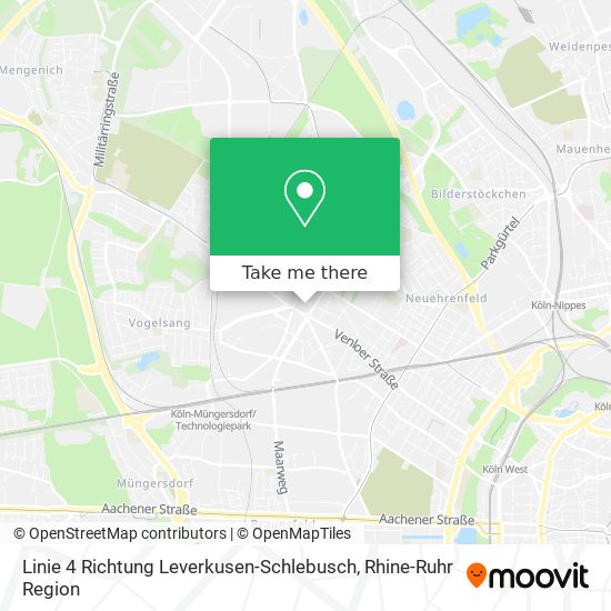 Карта Linie 4 Richtung Leverkusen-Schlebusch