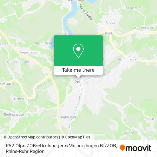 R52 Olpe ZOB↔Drolshagen↔Meinerzhagen Bf / ZOB map