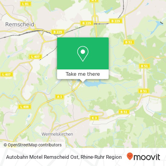Карта Autobahn Motel Remscheid Ost