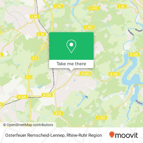 Osterfeuer Remscheid-Lennep map