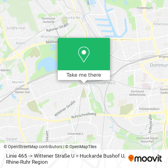 Карта Linie 465 -> Wittener Straße U > Huckarde Bushof U