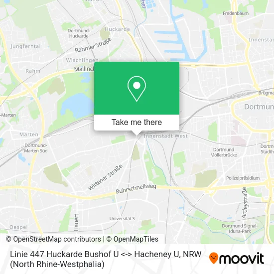 Linie 447 Huckarde Bushof U <-> Hacheney U map
