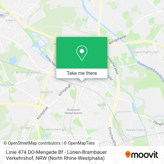 Карта Linie 474 DO-Mengede Bf - Lünen-Brambauer Verkehrshof
