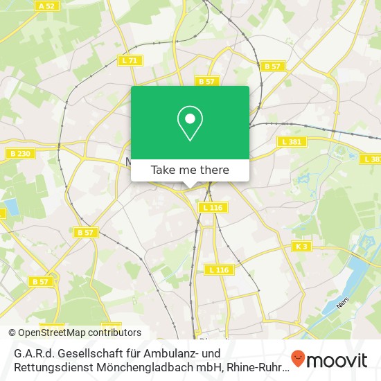 Карта G.A.R.d. Gesellschaft für Ambulanz- und Rettungsdienst Mönchengladbach mbH
