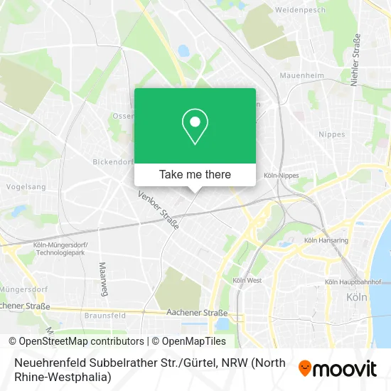 Карта Neuehrenfeld Subbelrather Str. / Gürtel