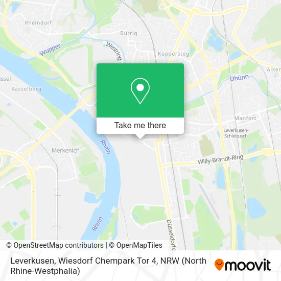 Карта Leverkusen, Wiesdorf Chempark Tor 4