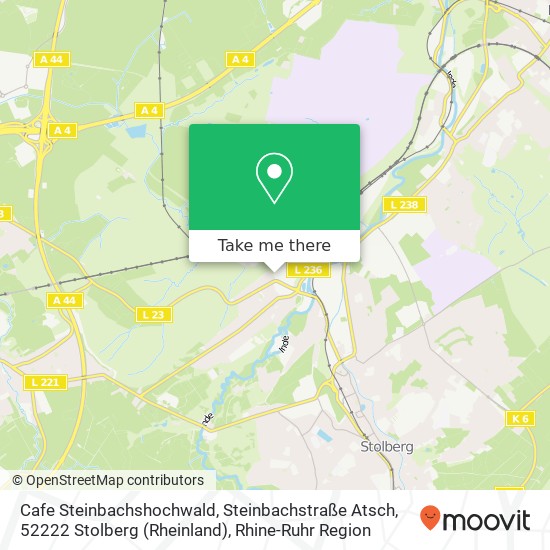 Карта Cafe Steinbachshochwald, Steinbachstraße Atsch, 52222 Stolberg (Rheinland)