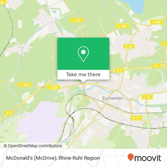 Карта McDonald's (McDrive), Aachener Straße 108 52249 Eschweiler