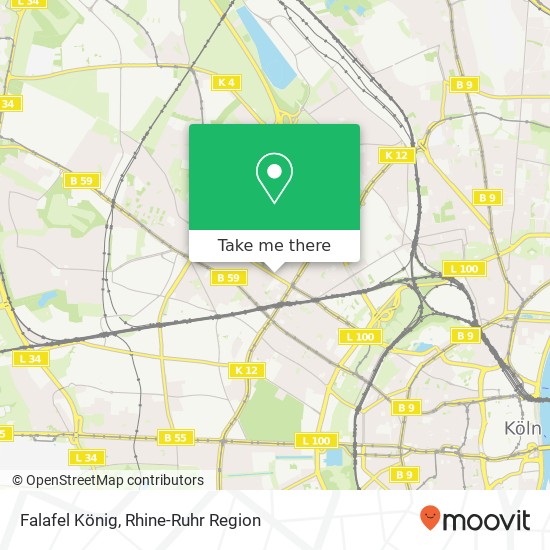 Карта Falafel König, Subbelrather Straße 272 Ehrenfeld, 50825 Köln