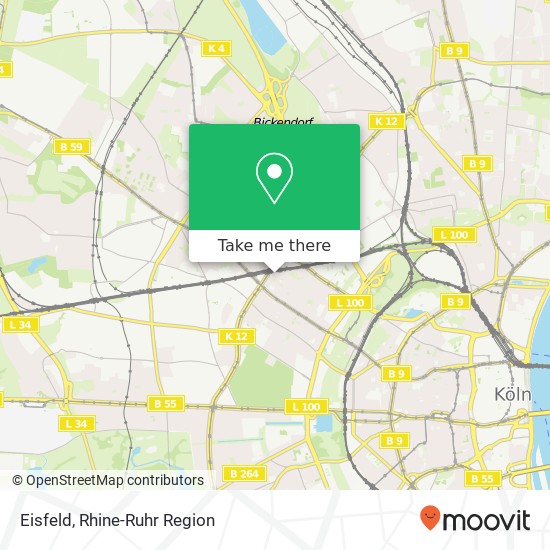 Карта Eisfeld, Hansemannstraße 49 Ehrenfeld, 50823 Köln