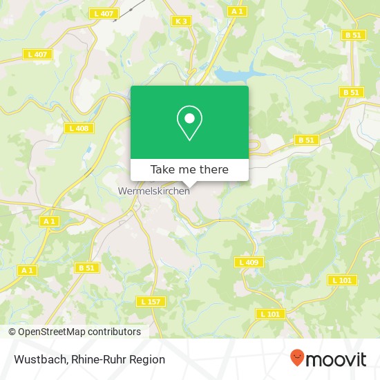Карта Wustbach, Wustbacher Straße 18 42929 Wermelskirchen