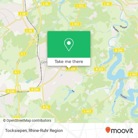 Карта Tocksiepen, Rader Straße 42897 Remscheid