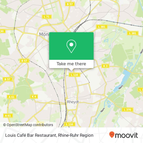 Карта Louis Café Bar Restaurant, Webschulstraße 40 Innenstadt, 41065 Mönchengladbach