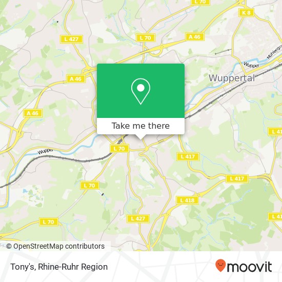 Карта Tony's, Weststraße 68 Elberfeld, 42119 Wuppertal