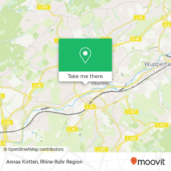 Карта Annas Kotten, Luisenstraße 61 Elberfeld, 42103 Wuppertal