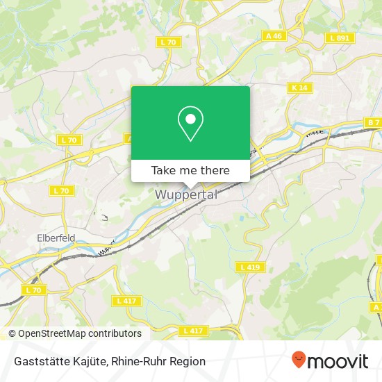 Карта Gaststätte Kajüte, Farbmühle 14 Barmen, 42285 Wuppertal