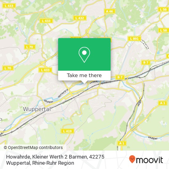 Карта Howahrde, Kleiner Werth 2 Barmen, 42275 Wuppertal