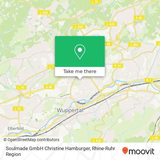 Карта Soulmade GmbH Christine Hamburger, Thorner Straße Barmen, 42283 Wuppertal
